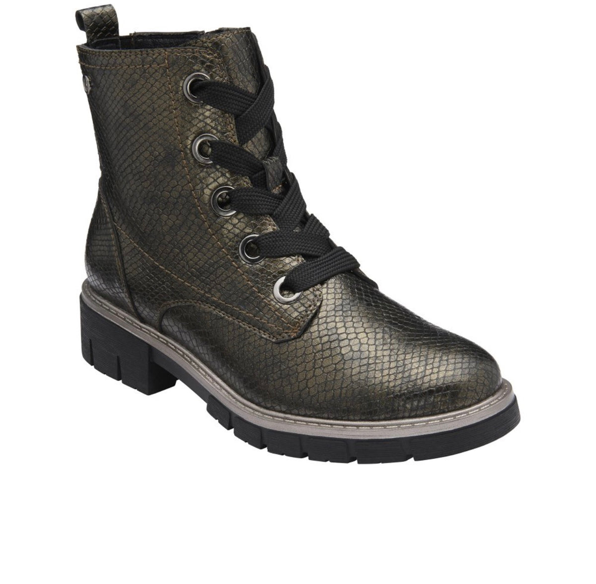 Lotus Jojo Bronze Lizard Print Ankle Boots