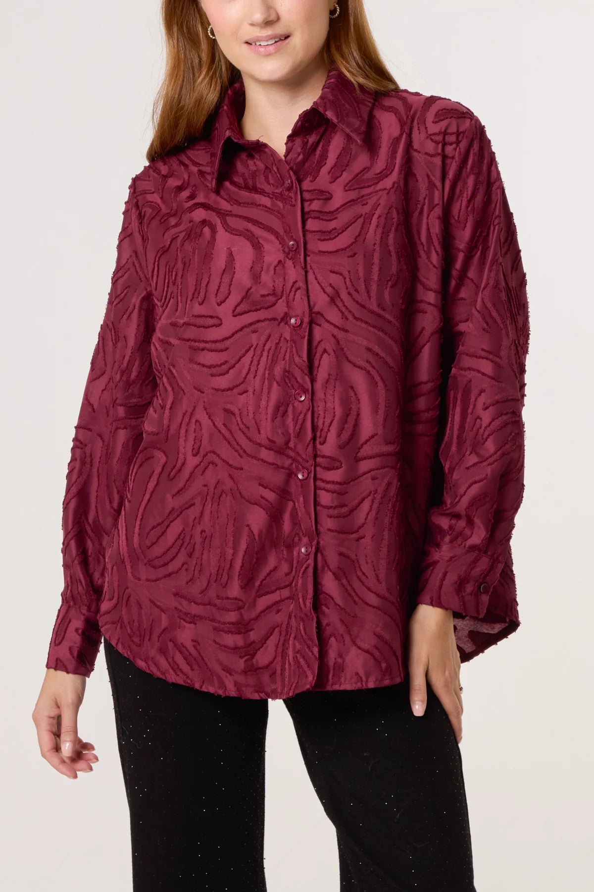 Sherry Burnout Abstract Swirl Blouse