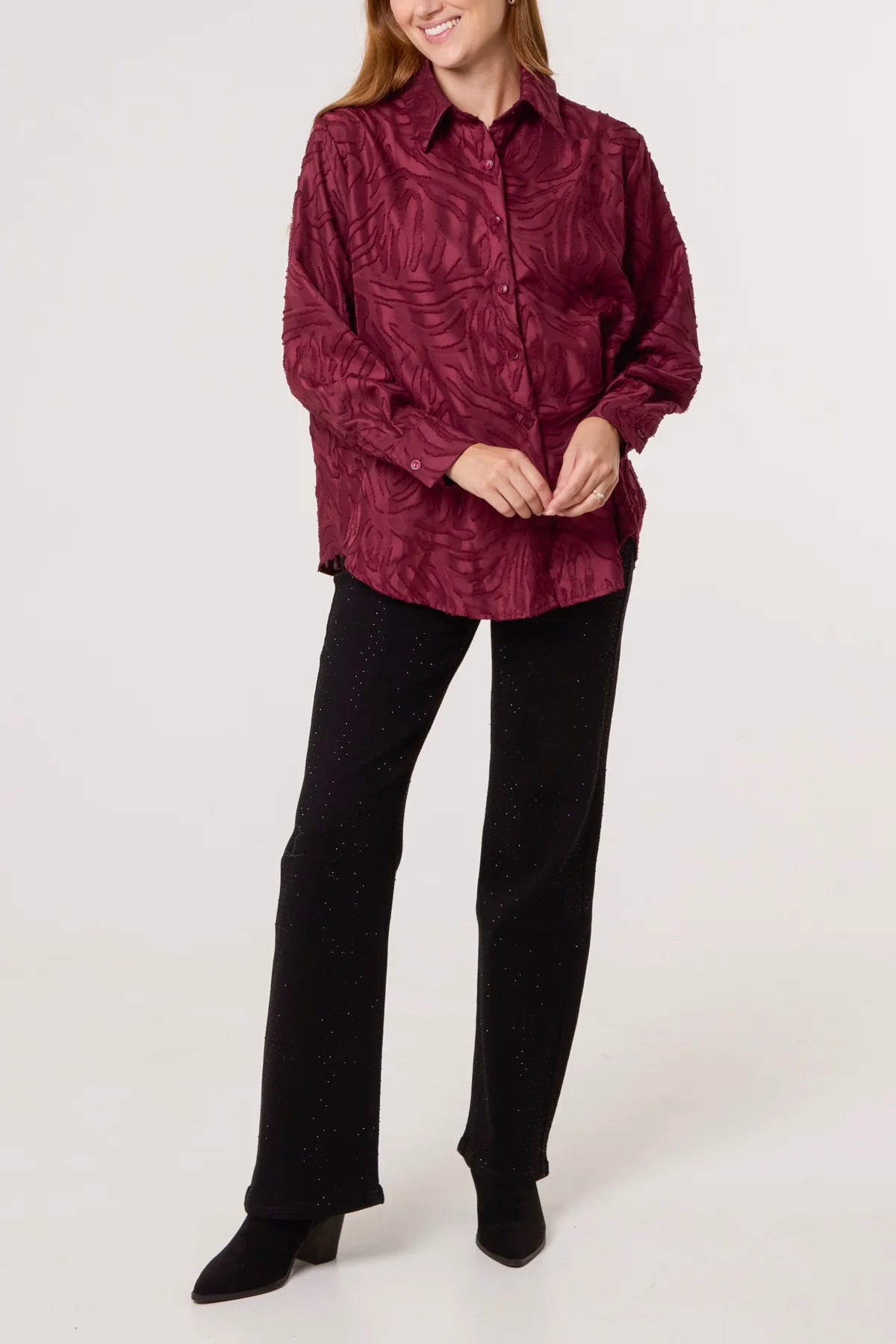 Sherry Burnout Abstract Swirl Blouse