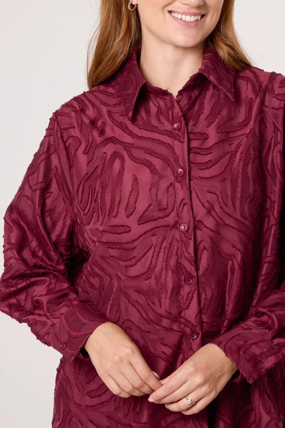 Sherry Burnout Abstract Swirl Blouse