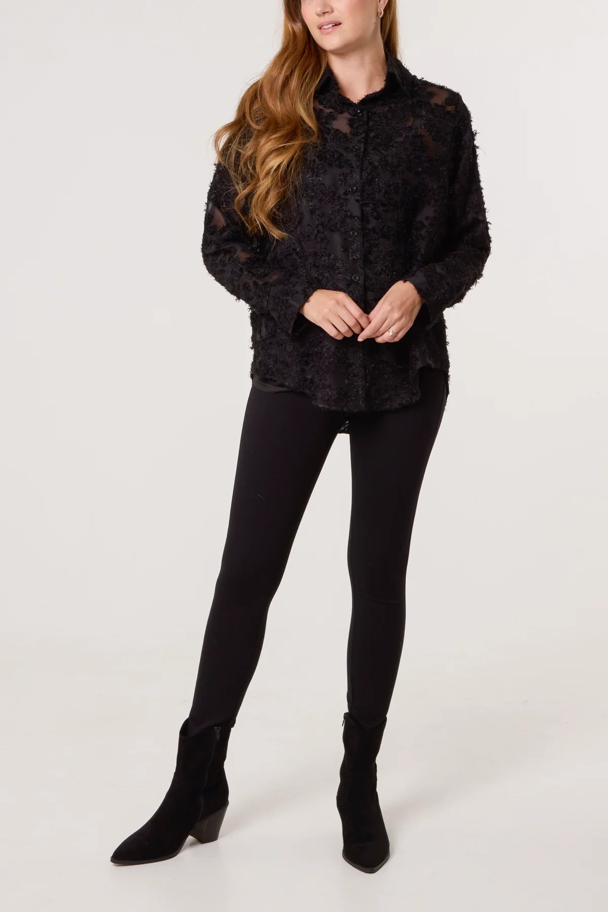 Adelaide Texture & Mesh Shirt Blouse