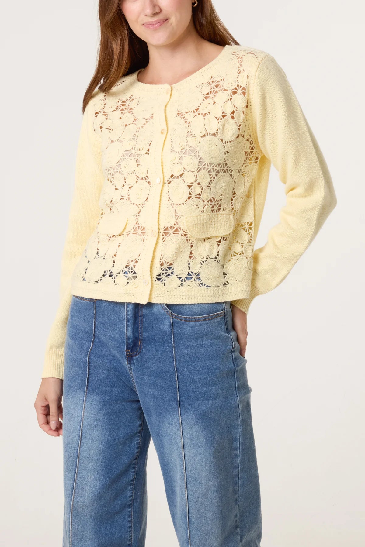 Amelia Crochet Knit Cardigan