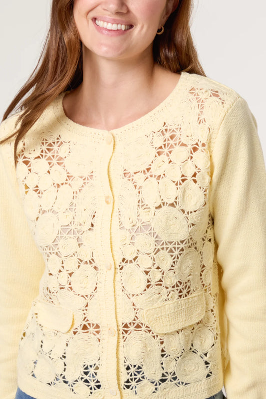 Amelia Crochet Knit Cardigan
