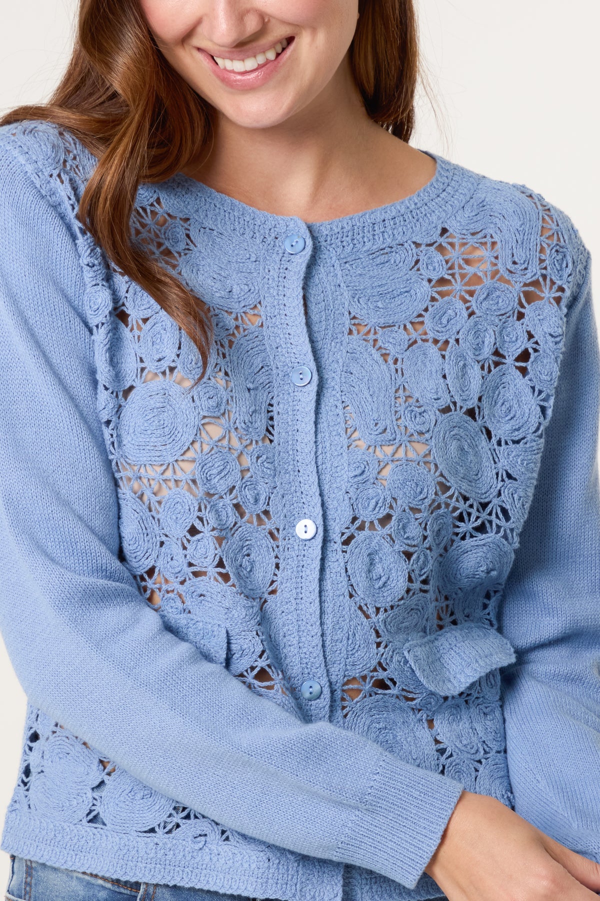 Amelia Crochet Knit Cardigan