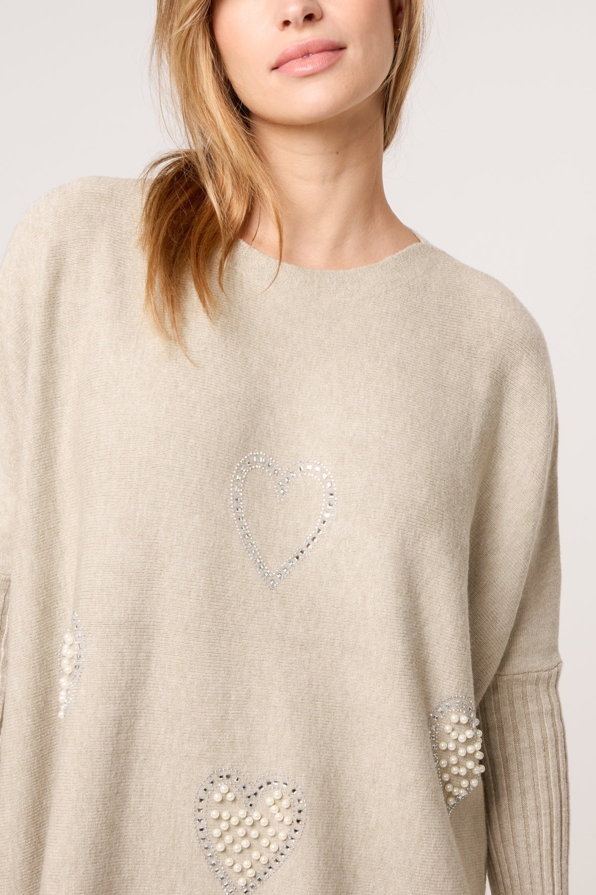 Corrie Oversized Embellished Heart Jumper