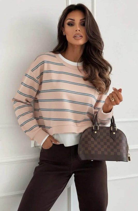 Violet Stripe Double Layer Effect Sweatshirt
