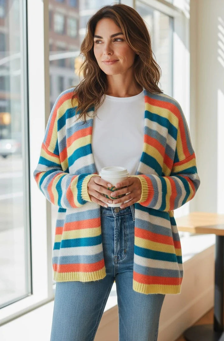 Aura Stripe Open Front Cardigan