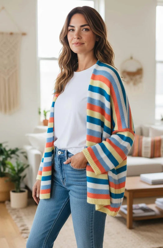 Aura Stripe Open Front Cardigan