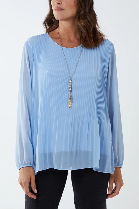 Lora Long Sleeve Pleated Top