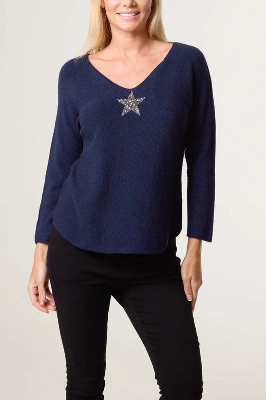 Star v-neck Jumper