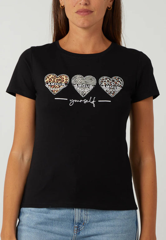 Amour Animal Print Amour Heart T-Shirt
