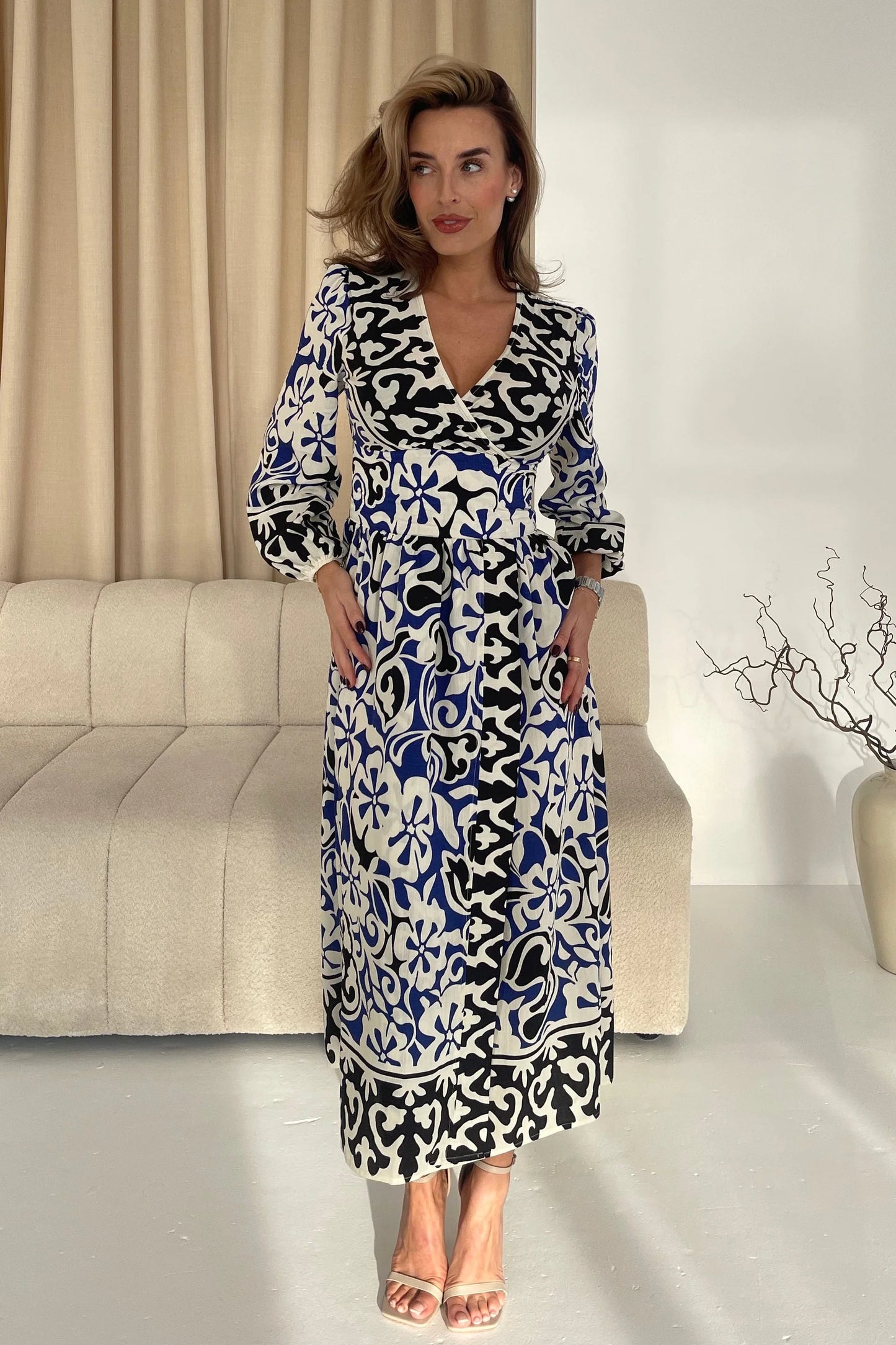 June Abstract Print Midi Dress