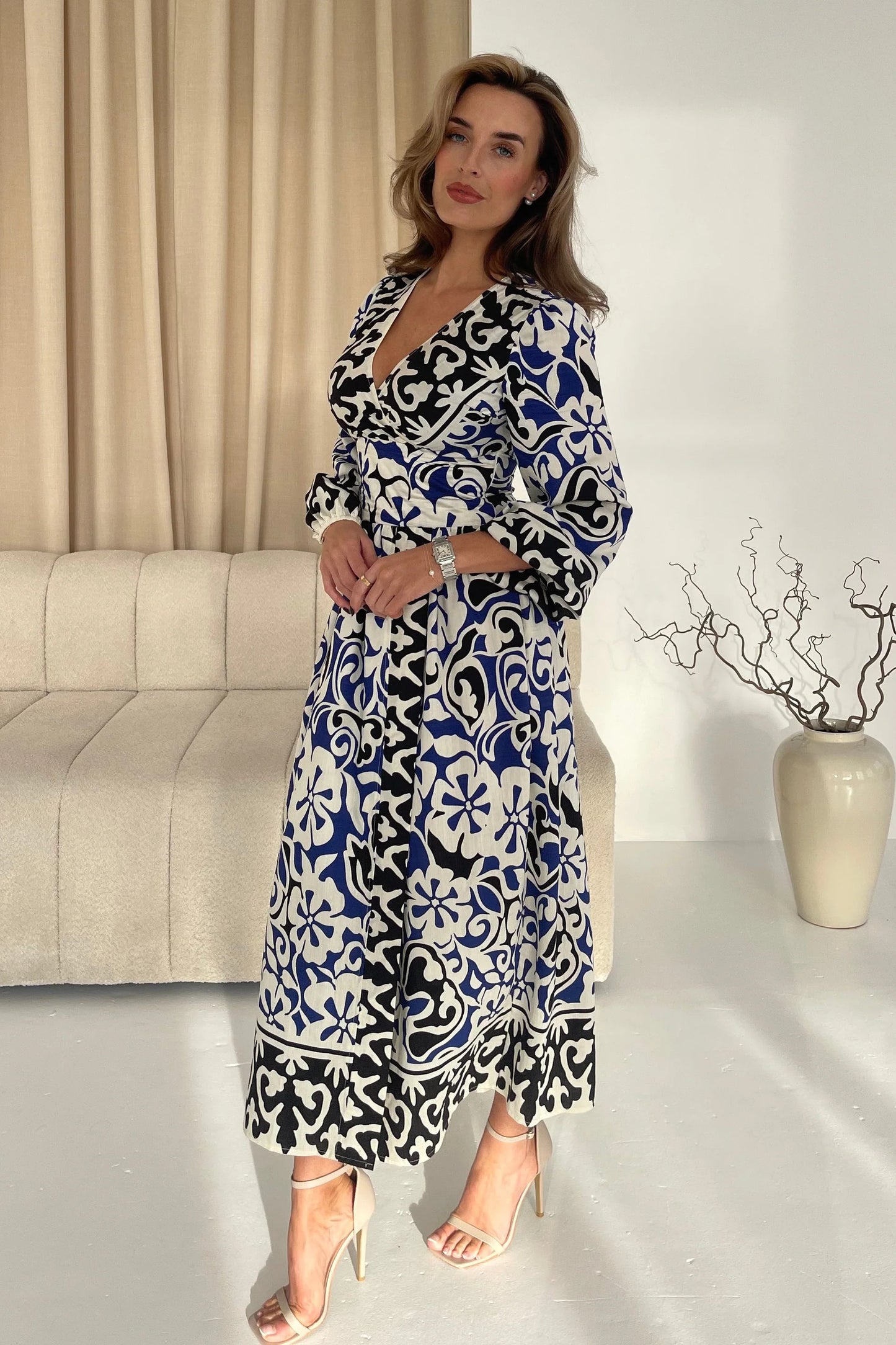 June Abstract Print Midi Dress
