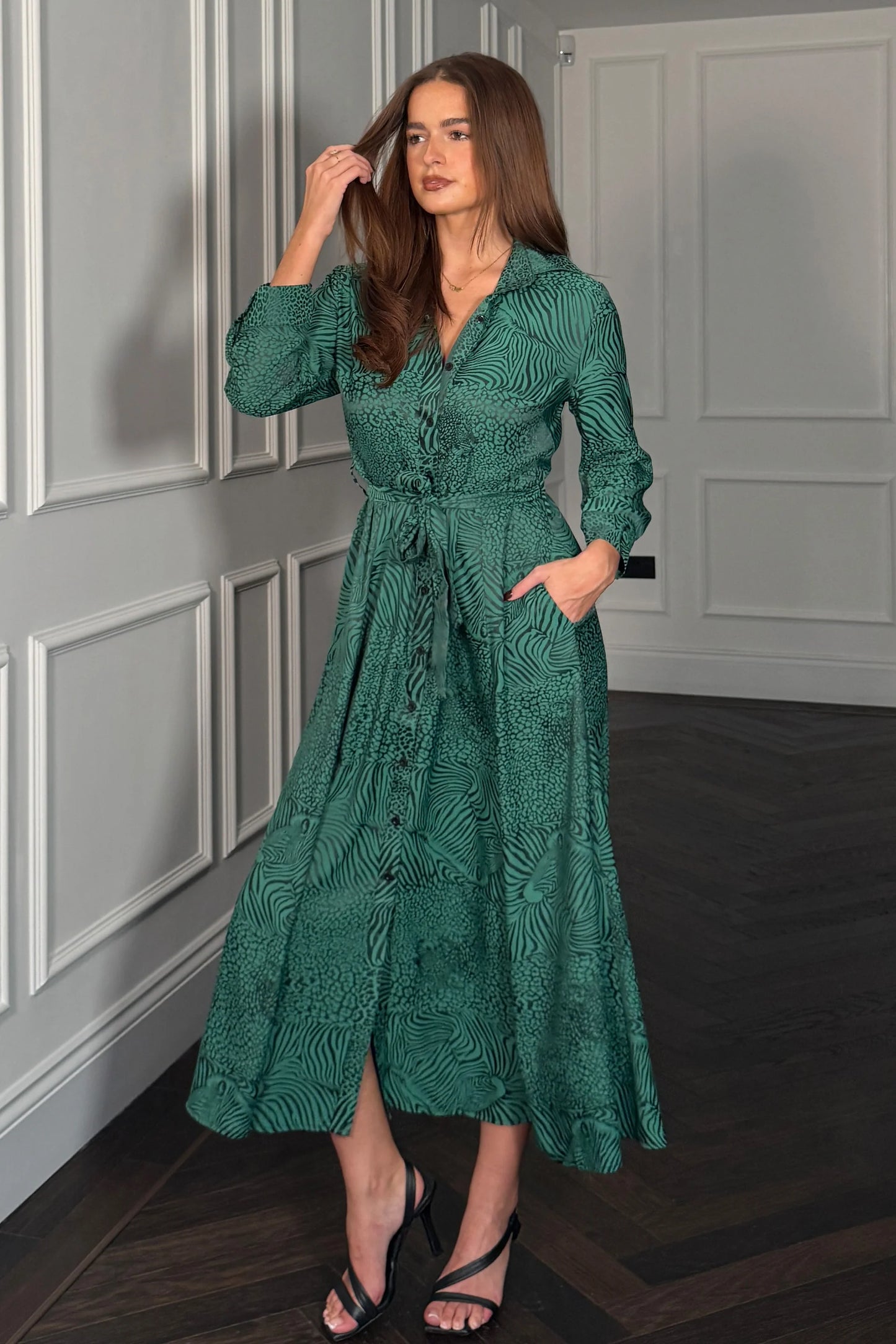 Amalee Animal Print Shirt Dress