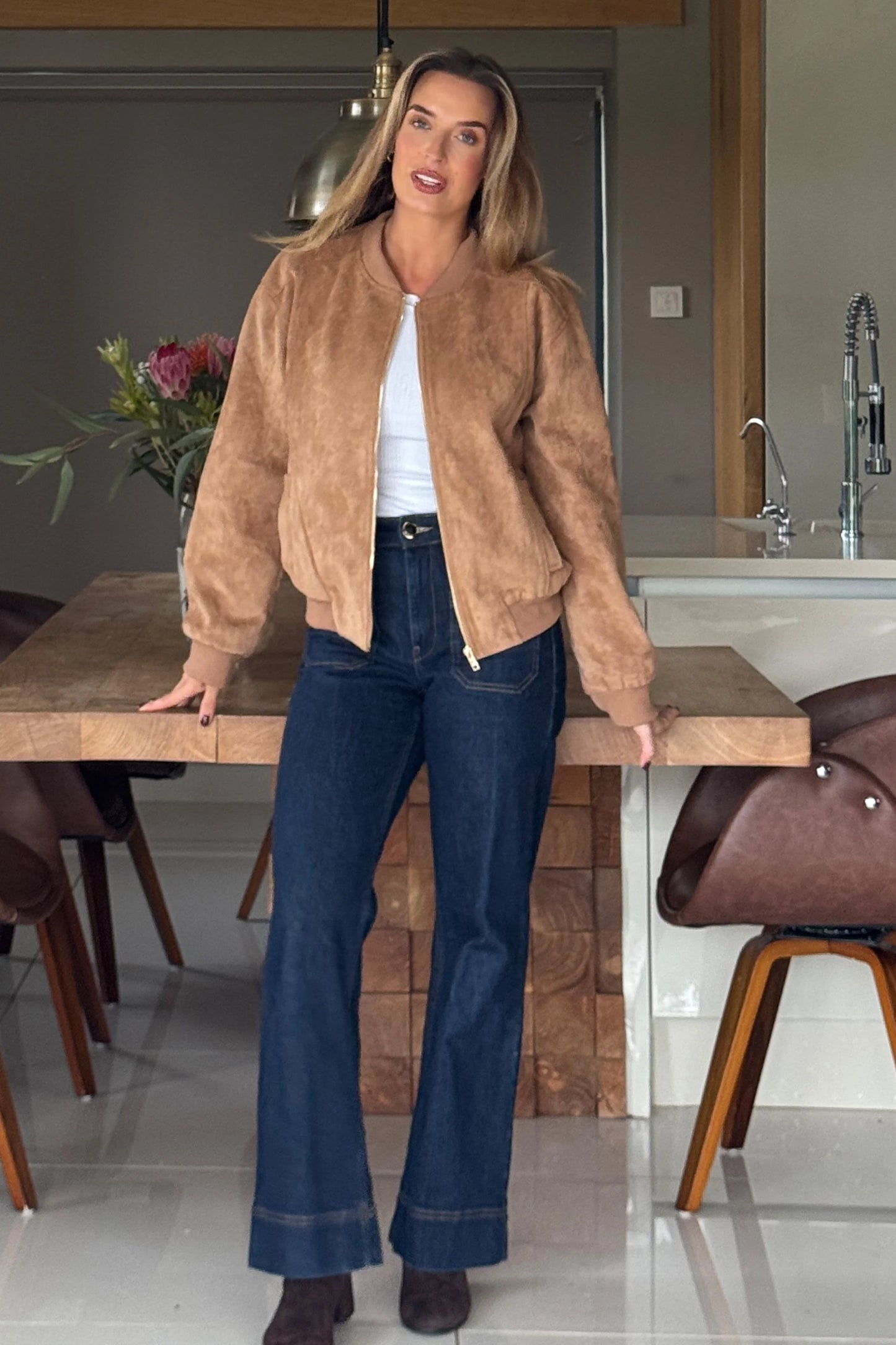 Meg Suedette Classic Bomber Jacket