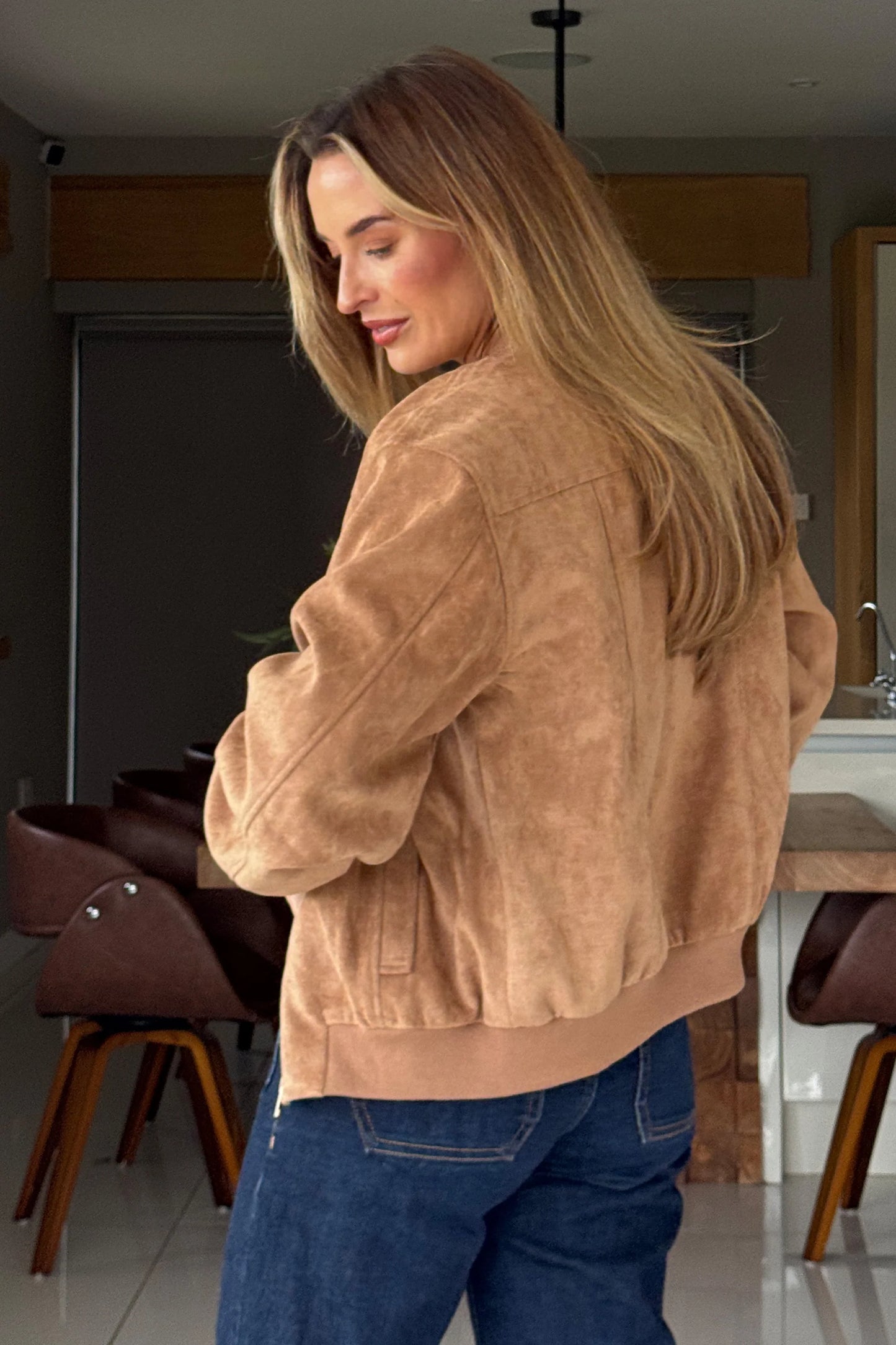 Meg Suedette Classic Bomber Jacket