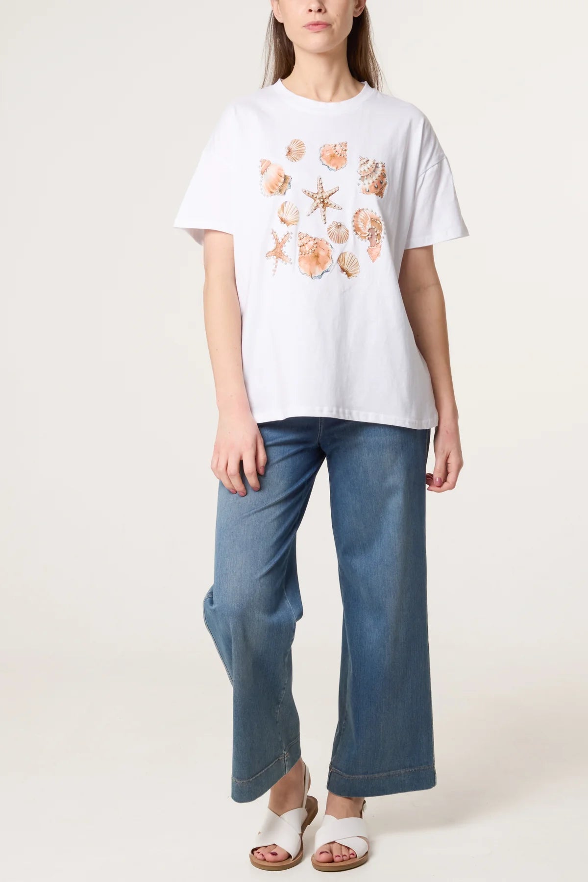 Pearl Embellished Seashell T-shirt