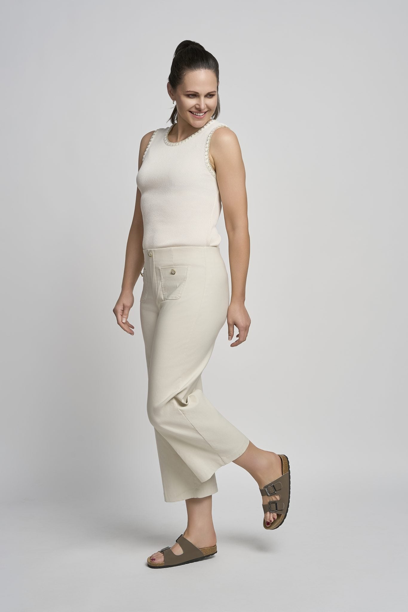 Pinns Cropped Wide Leg Trousers