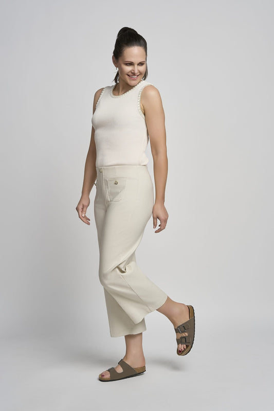 Pinns Cropped Wide Leg Trousers