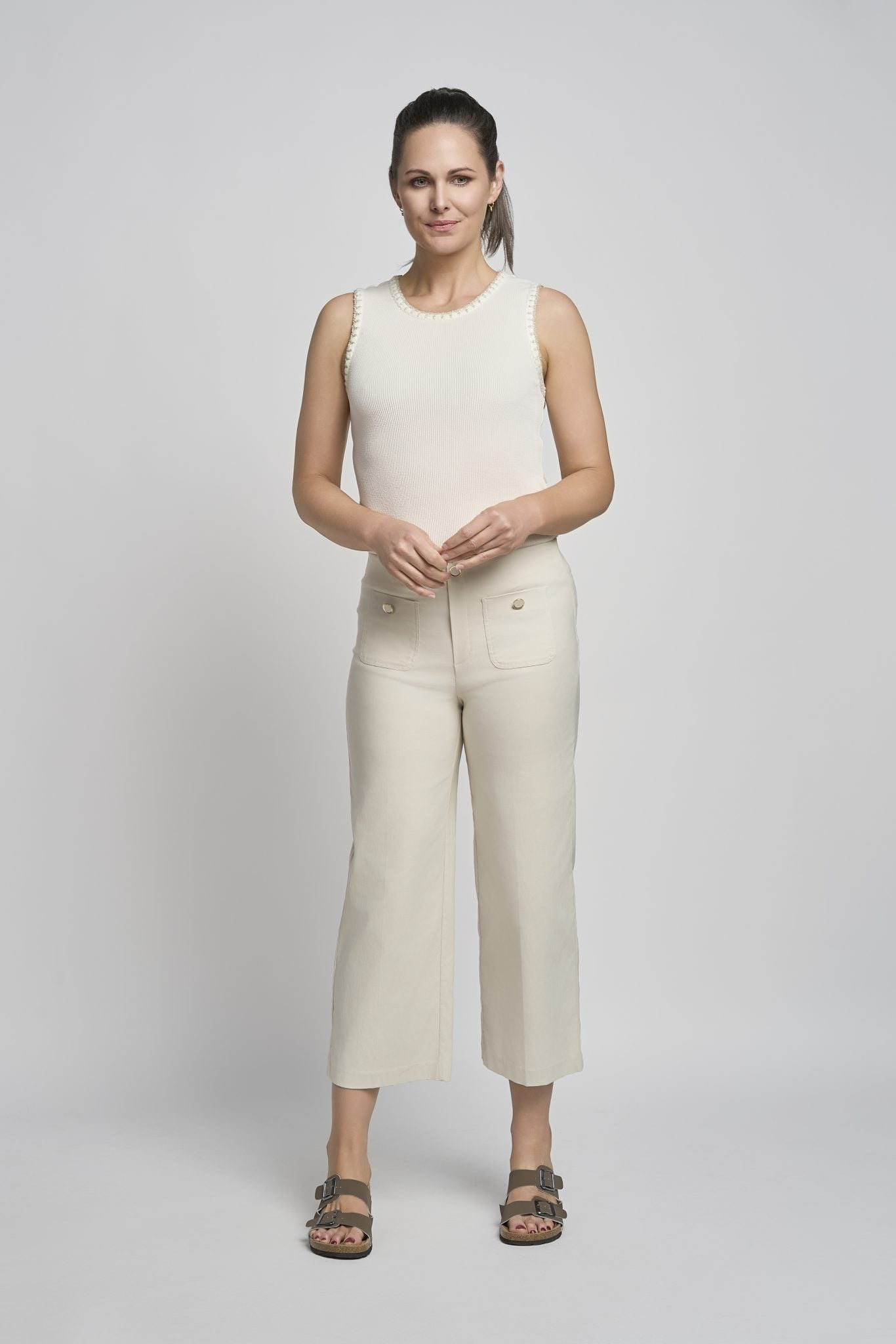 Pinns Cropped Wide Leg Trousers