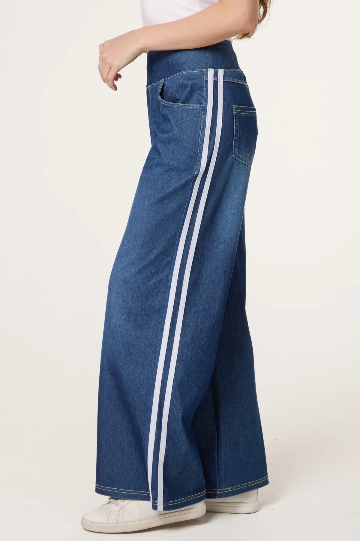 Lizzie Wide Leg Trouser with Side Stripe