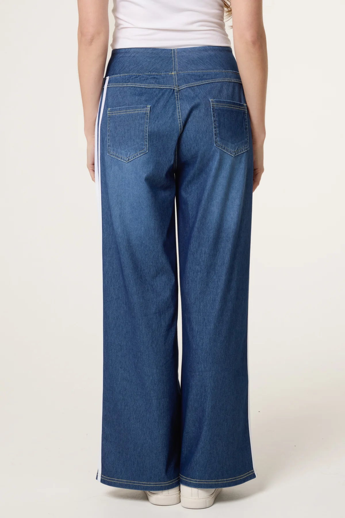 Lizzie Wide Leg Trouser with Side Stripe