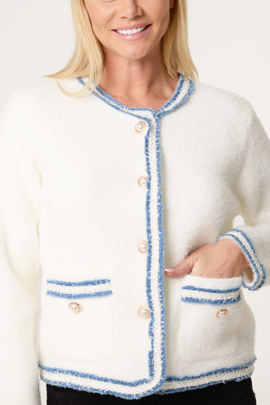 Denim Sparkle Trim Knit Jacket