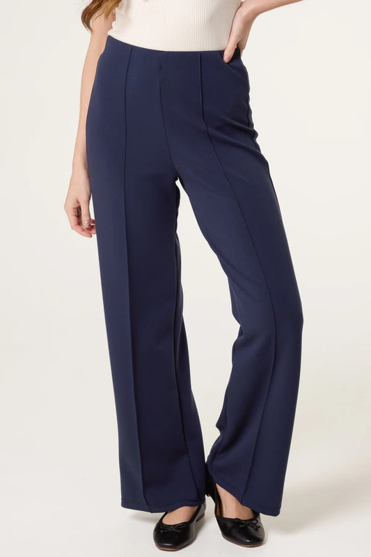 Wide Leg Pin tuck Jersey Trouser