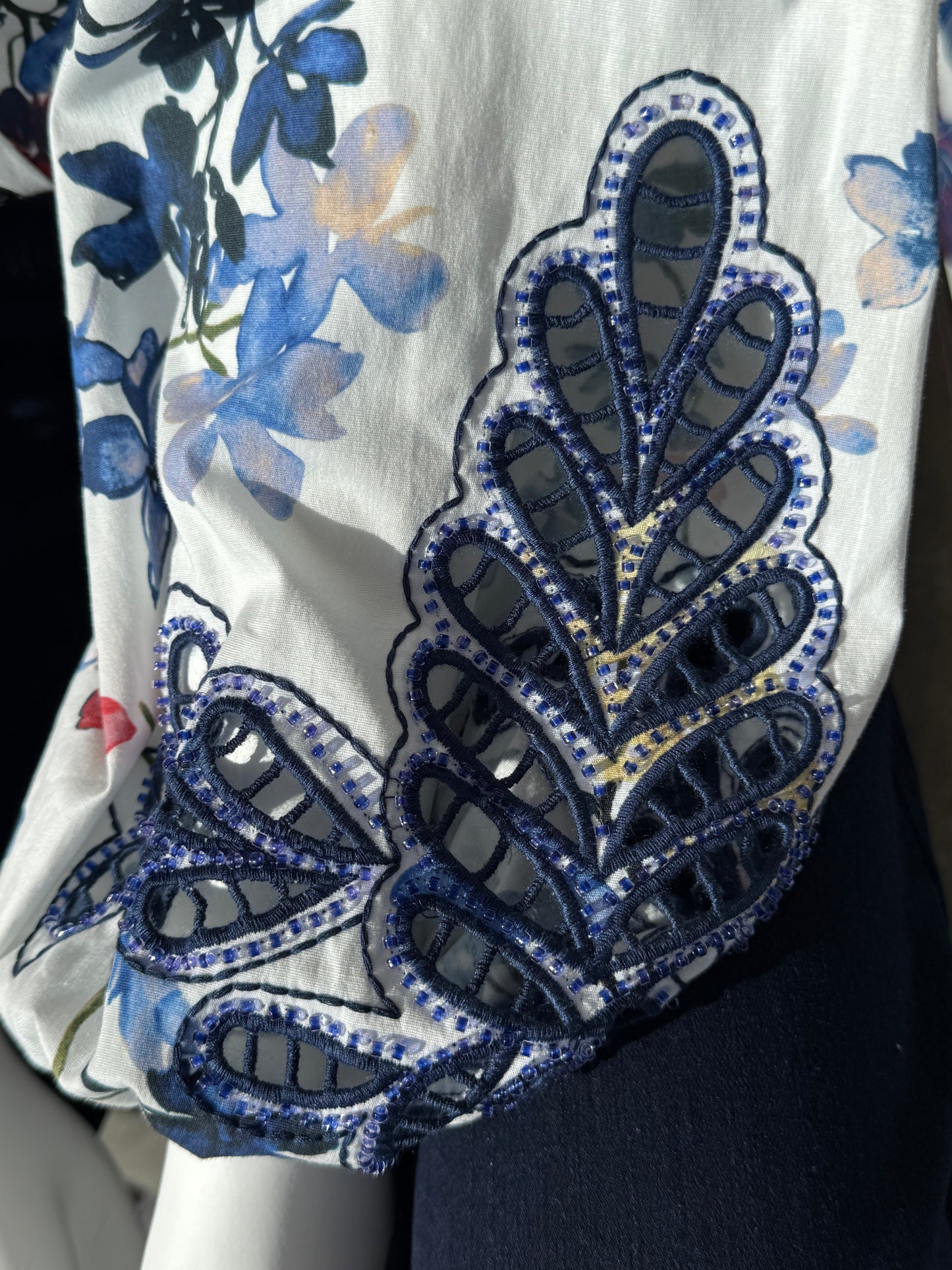 K.Design Floral Dress with Beaded Sleeve Embellishment