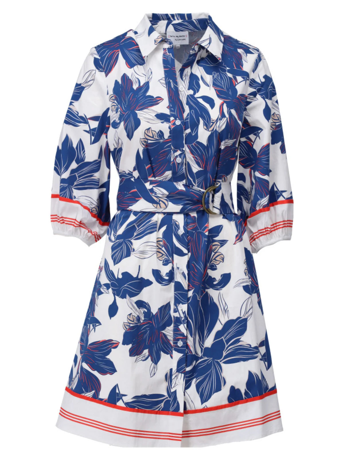 K.Design Floral Dress with Stripe Border