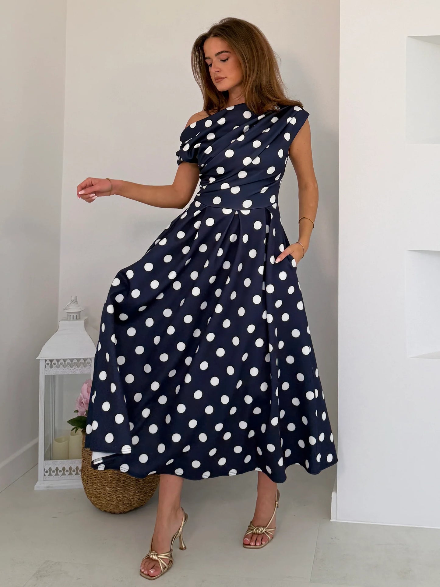 Shauna Polka Dot Midi Dress