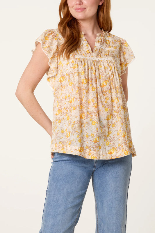 Rosie Boho Ruffle & Lace Smock Top