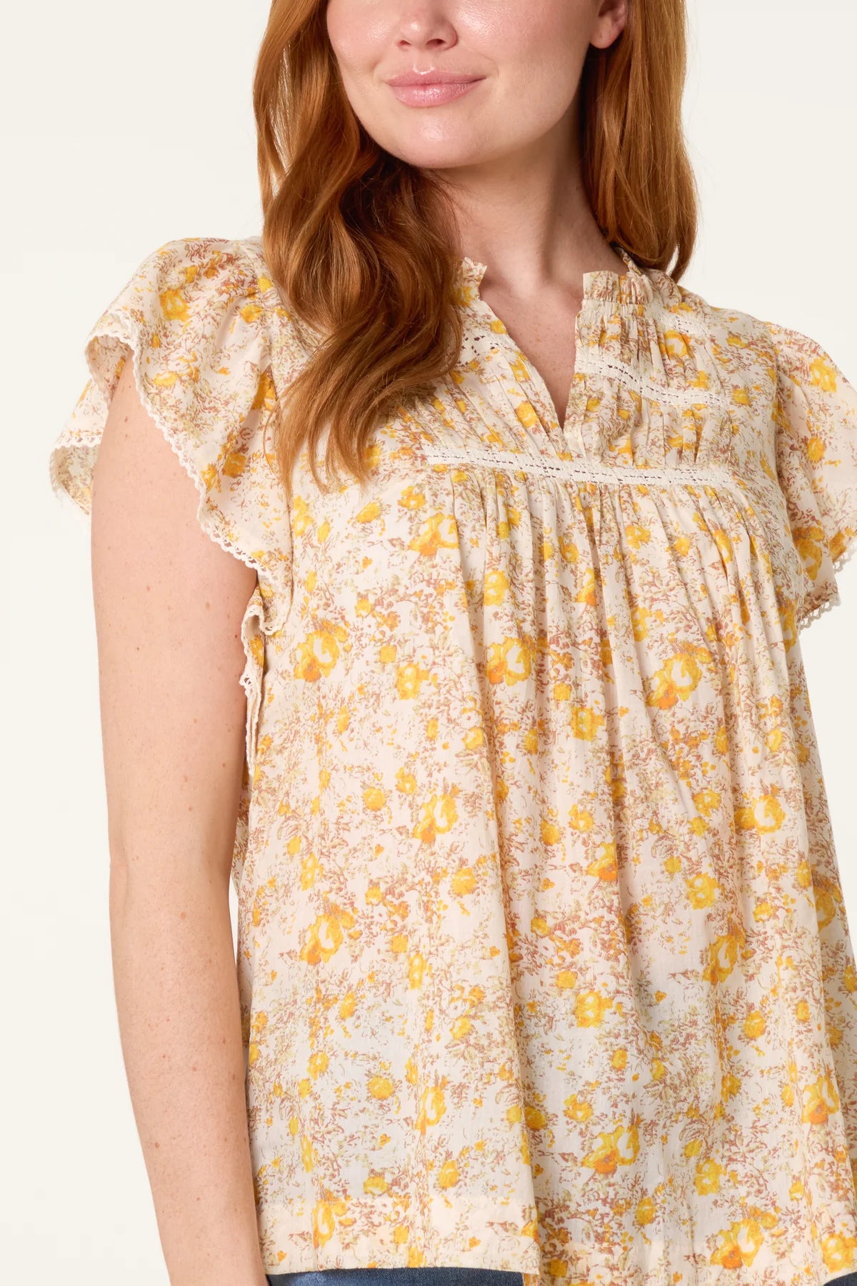 Rosie Boho Ruffle & Lace Smock Top