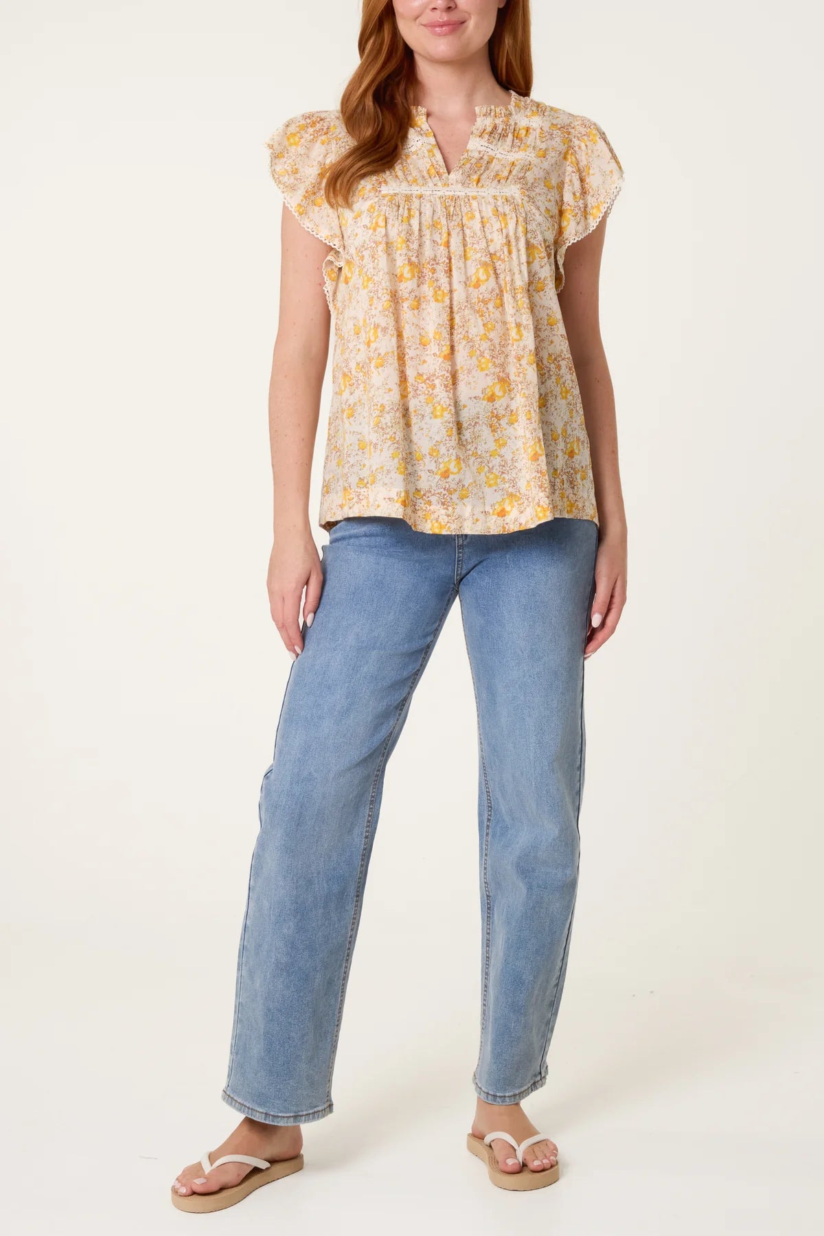 Rosie Boho Ruffle & Lace Smock Top