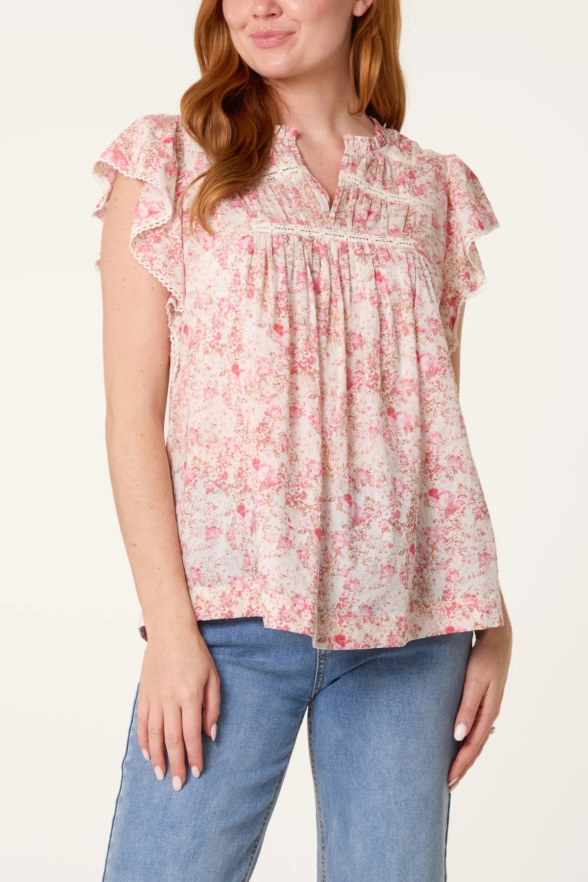 Rosie Boho Ruffle & Lace Smock Top