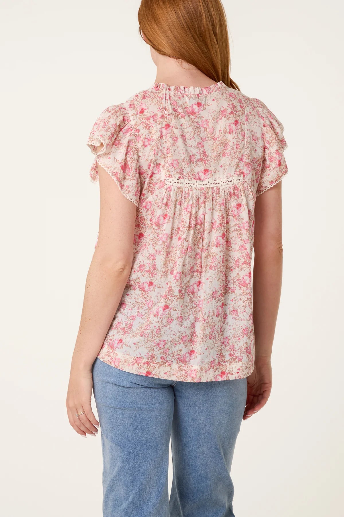 Rosie Boho Ruffle & Lace Smock Top