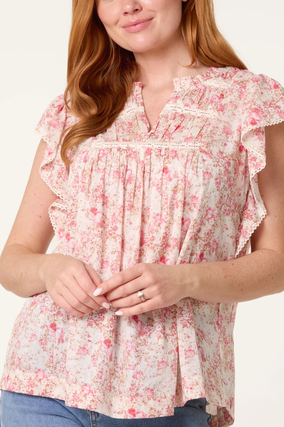 Rosie Boho Ruffle & Lace Smock Top