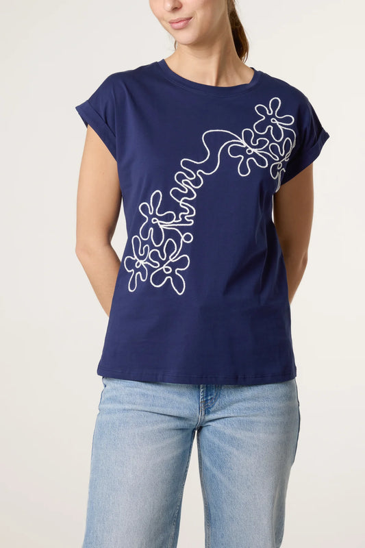 Merry Embroidered Flower T-shirt