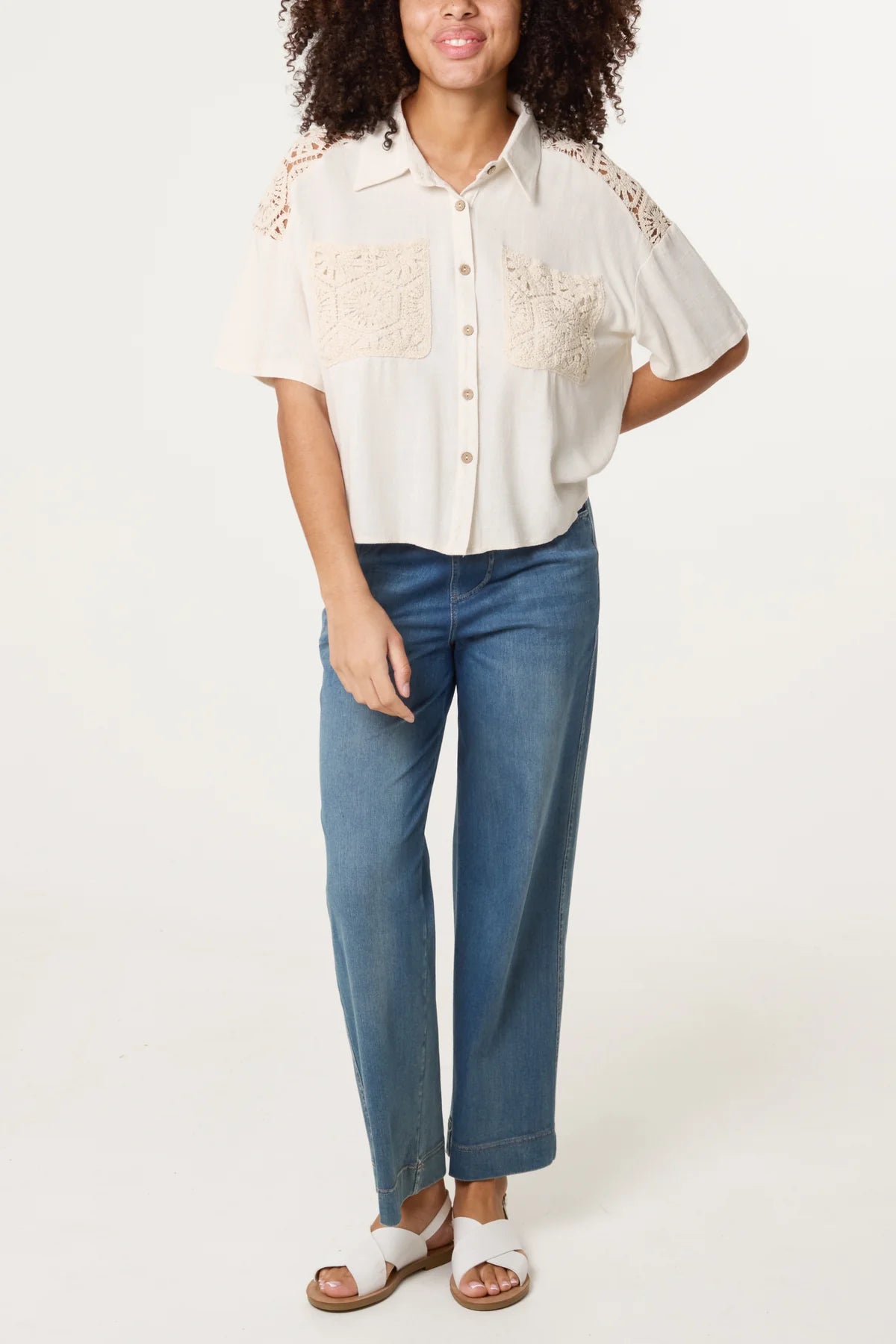 Katya Crochet Detail Loose Fit Shirt (Copy)