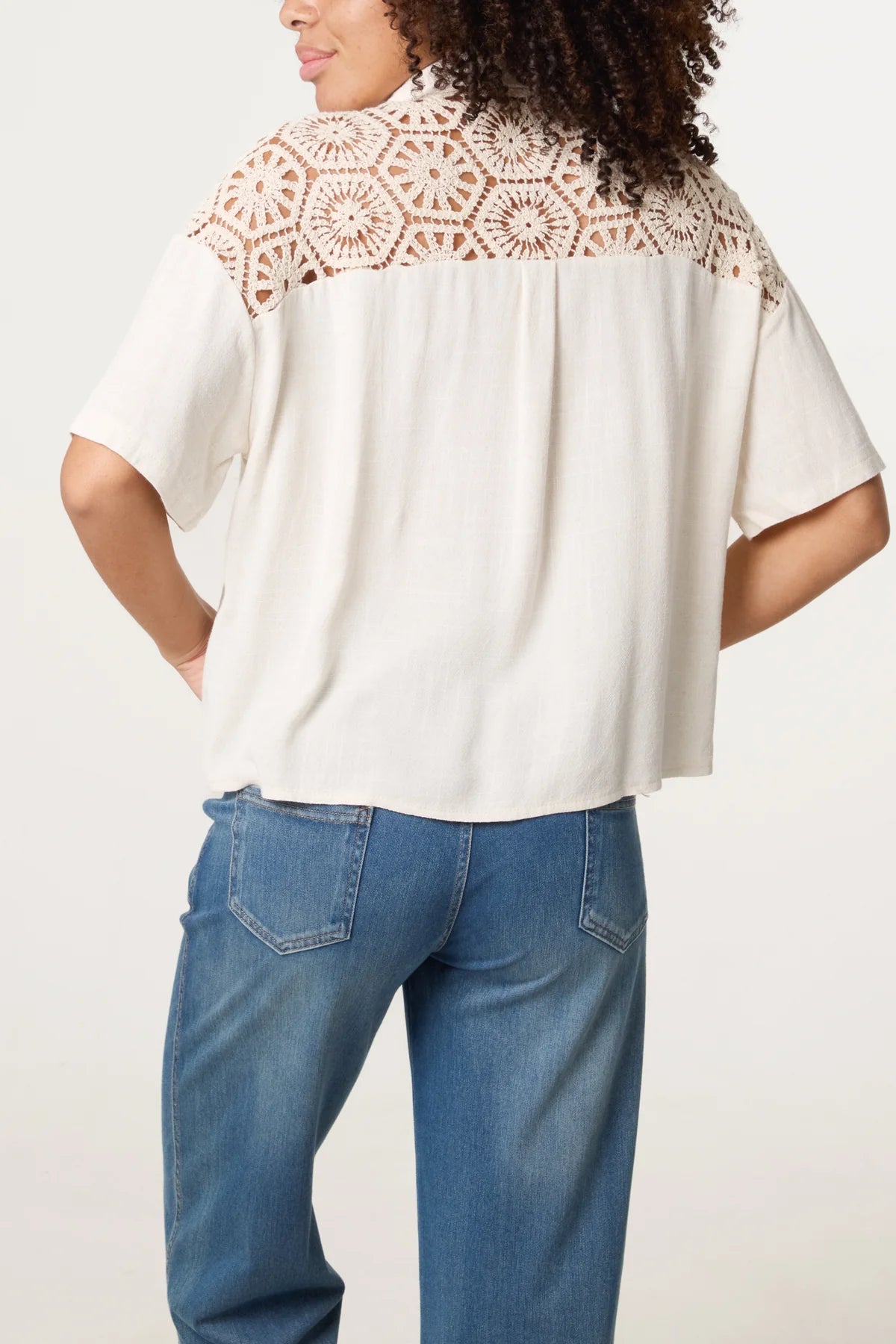 Katya Crochet Detail Loose Fit Shirt (Copy)