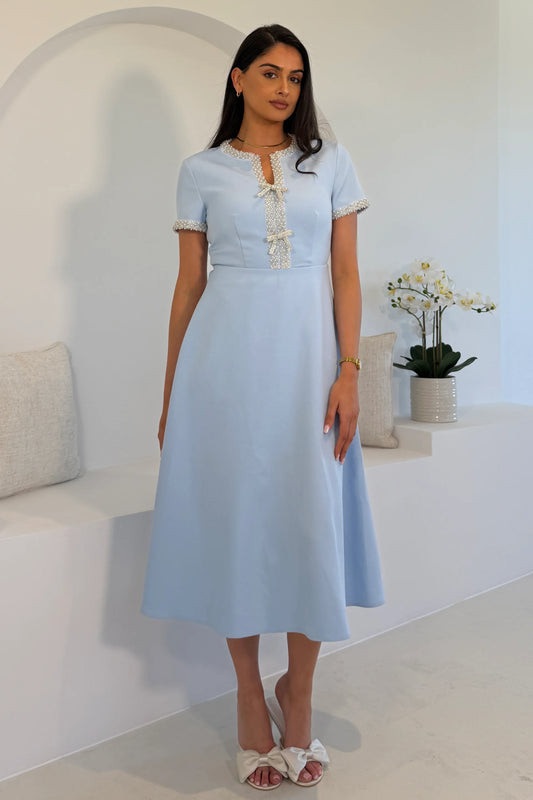 Ashley Beaded Bow Midi Dress