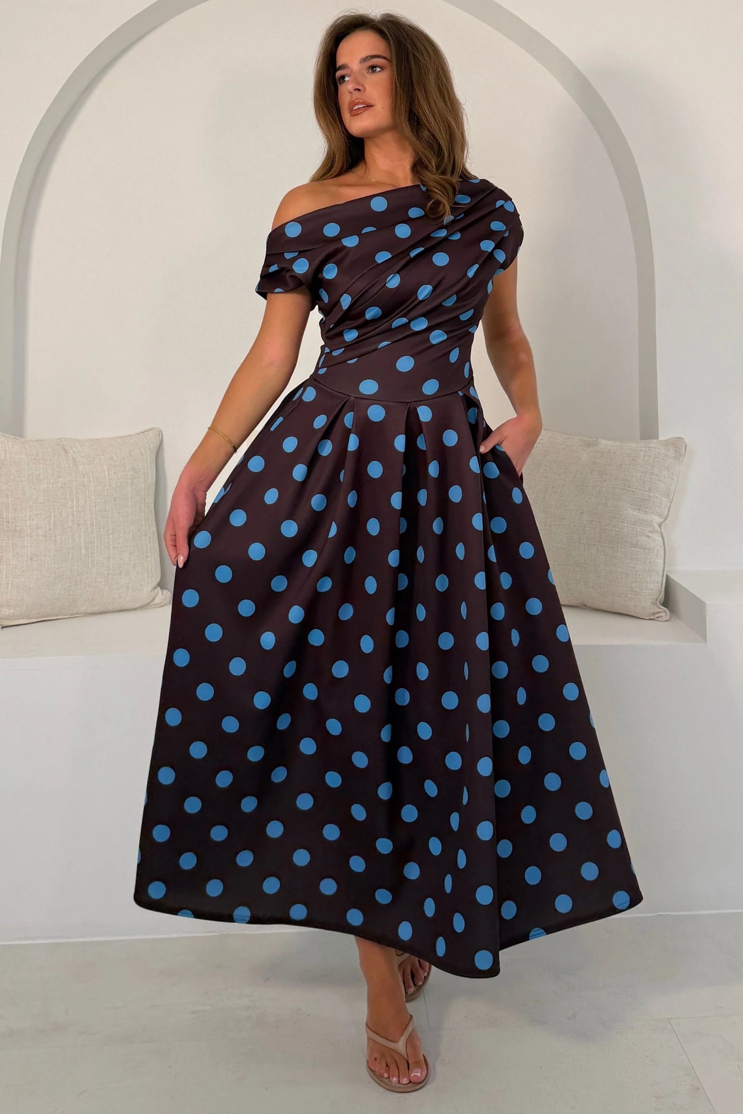 Shauna Polka Dot Midi Dress