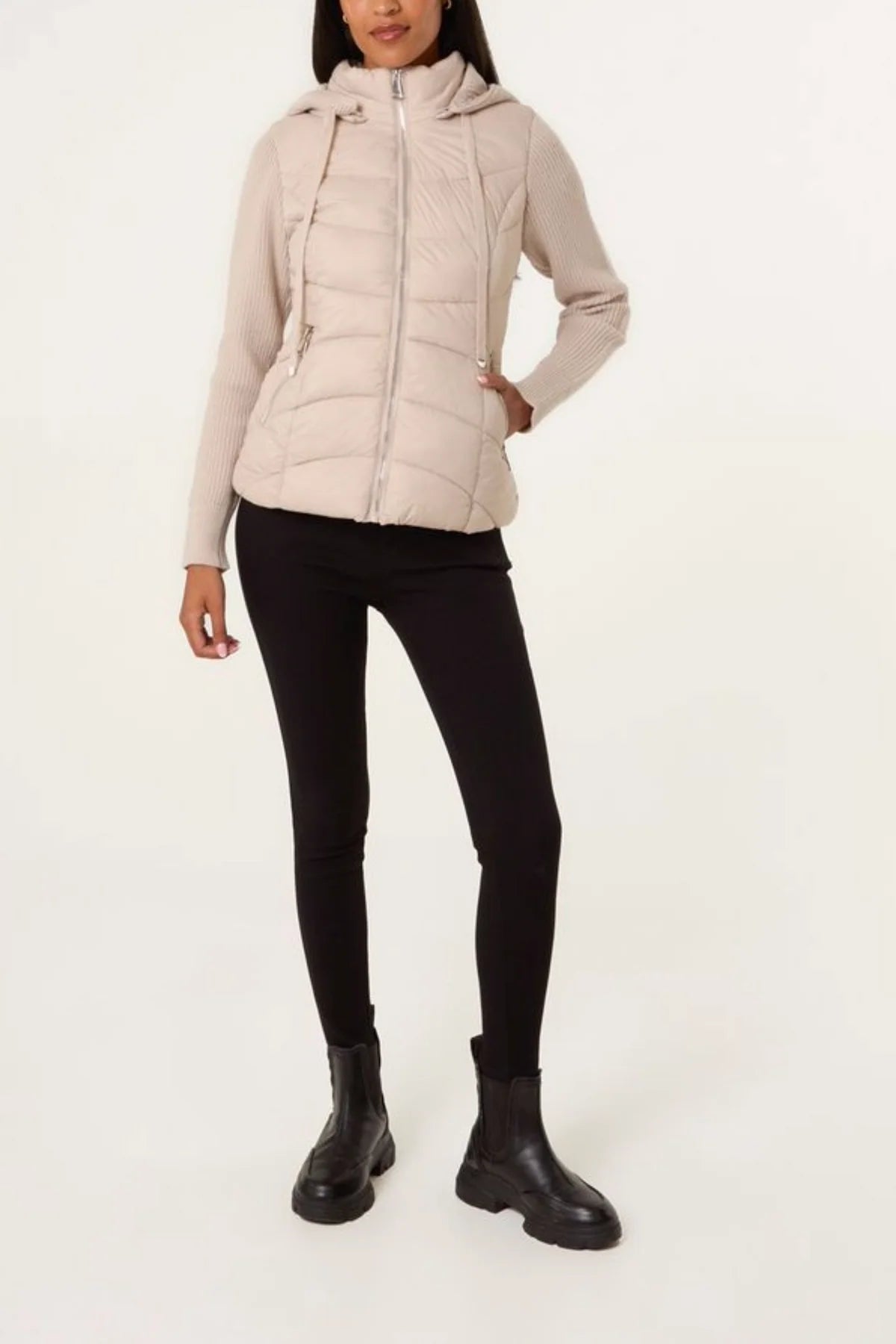 Oslo Knitted Sleeve Quilted Jacket