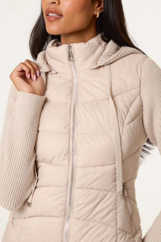 Oslo Knitted Sleeve Quilted Jacket