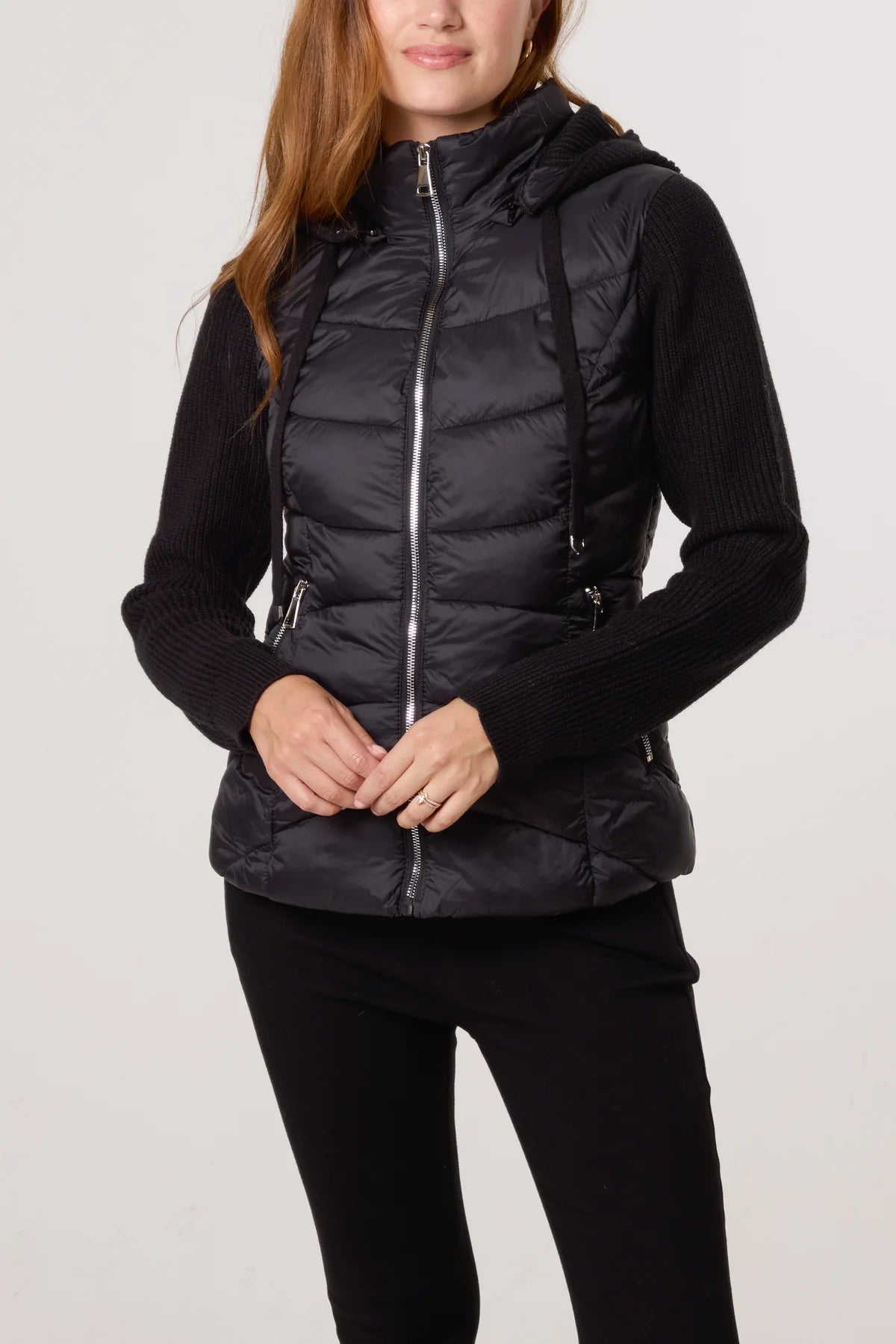 Oslo Knitted Sleeve Quilted Jacket