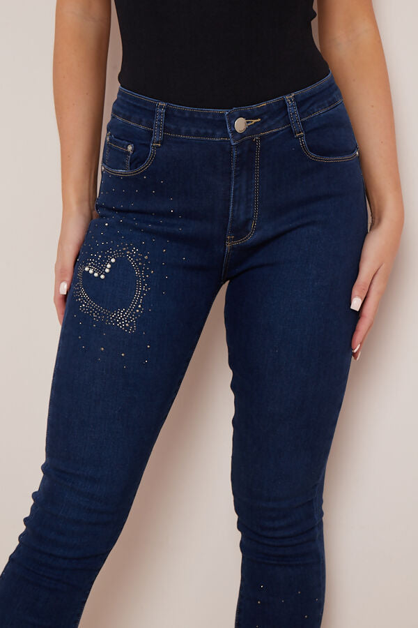 Orla Diamanté Heart Push-up Stretch Jeans