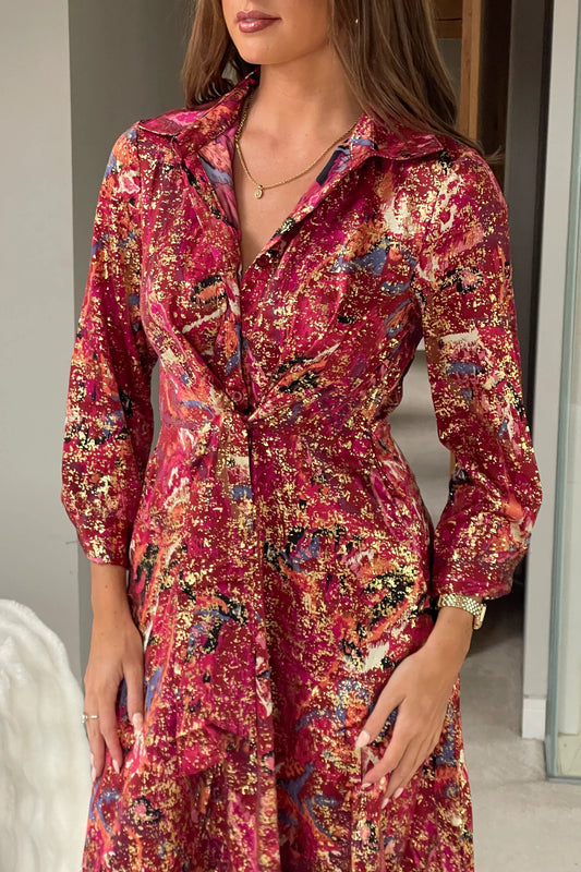 Isla Midi Abstract Print Dress