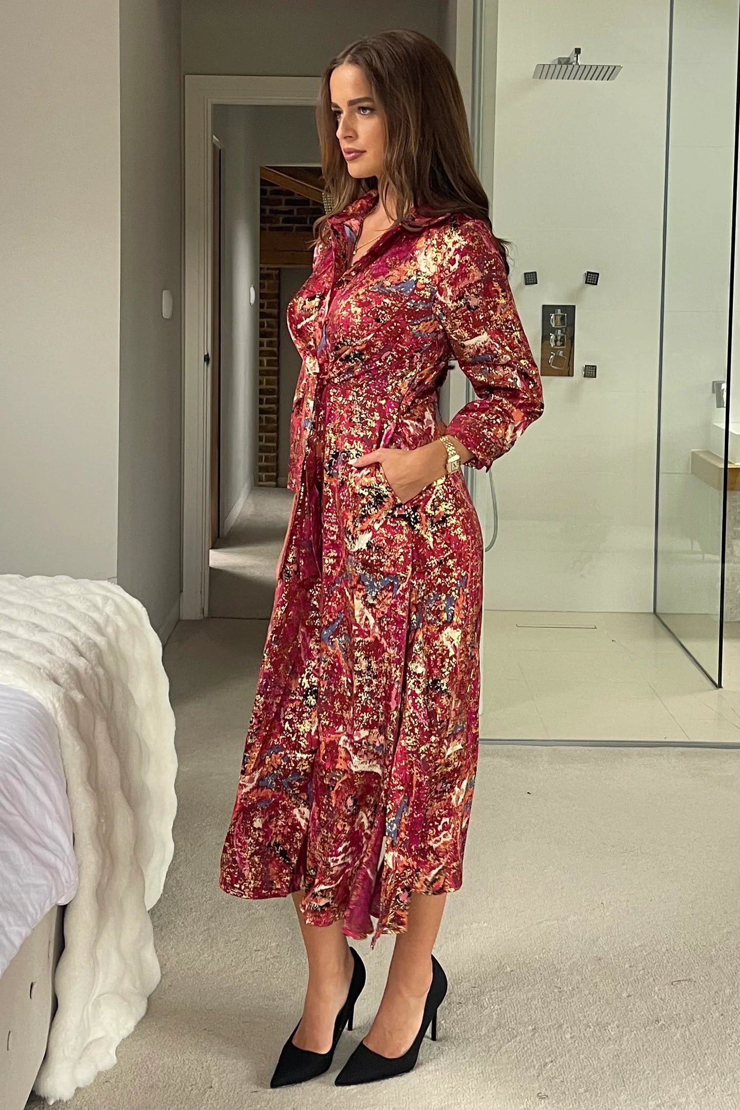 Isla Midi Abstract Print Dress