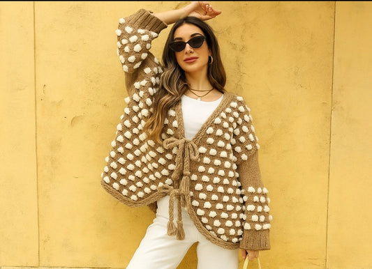 Latte Chunky Knit Cardigan