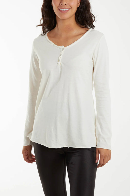 Mel Long Sleeve Button Top